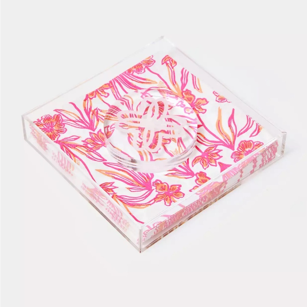 Lilly Pulitzer Acrylic Napkin Set Resort White Lovely Long Stems NWT